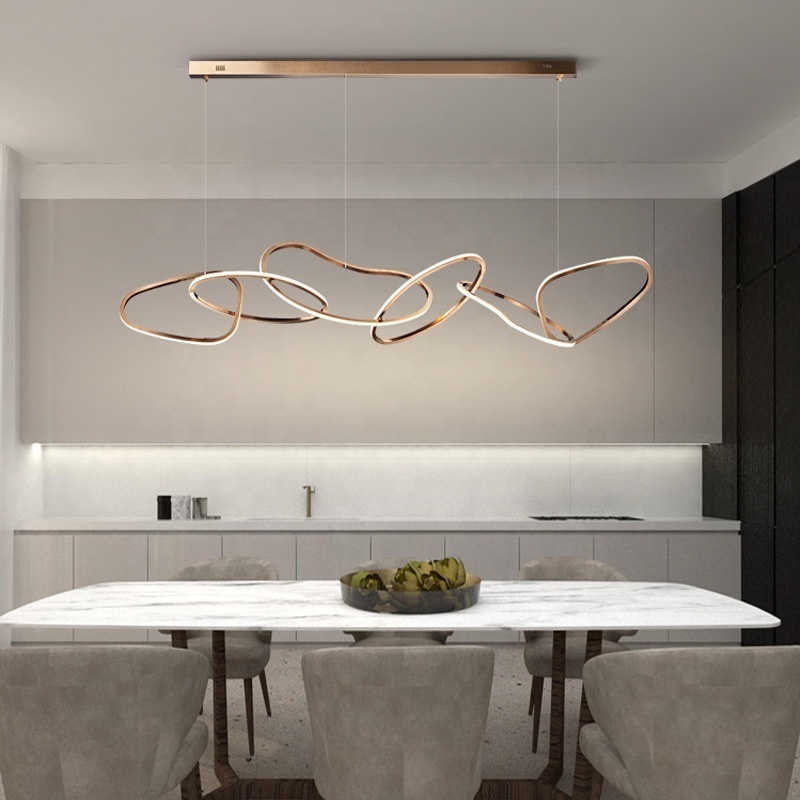 Hanging Pendant Lamps Modern Circle Ring Ceiling Lights Led Project Hotel Decorative Chandeliers Gold Stainless Steel 90 Gua 360