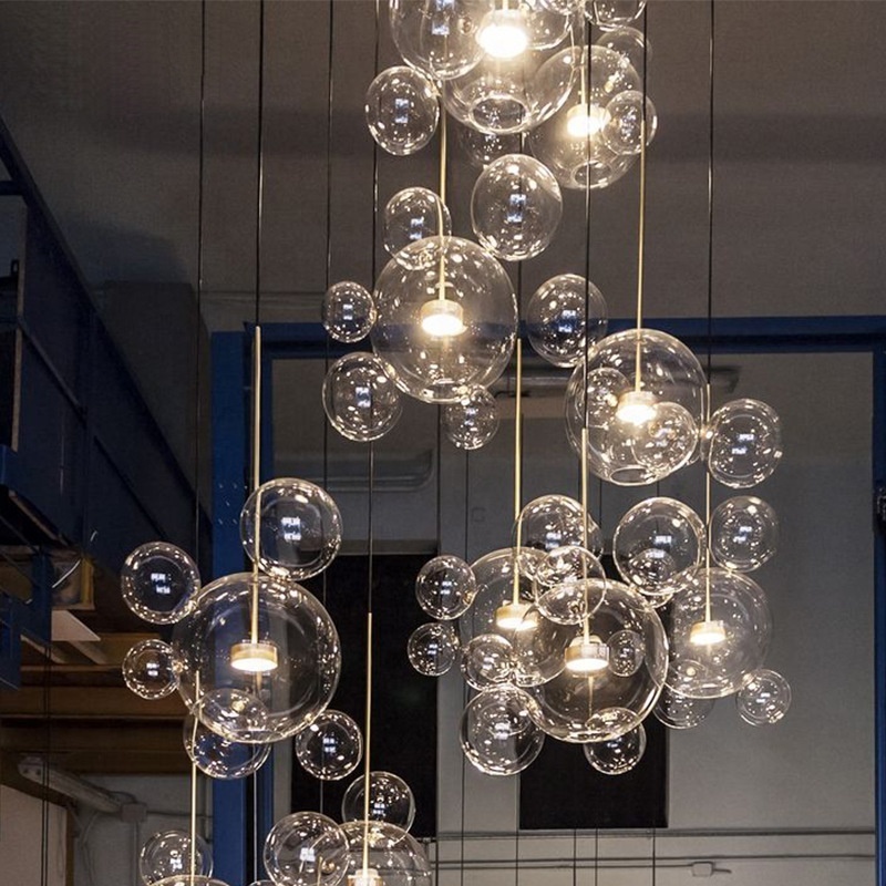 Modern Simple Pendant Light Luxury Creative Living Room Restaurant Soap Bubble LED Glass Ball Pendant Light