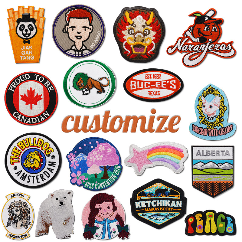 Hot selling adhesive patches Custom Woven Patch iron on with low price for clothing embroidery patch