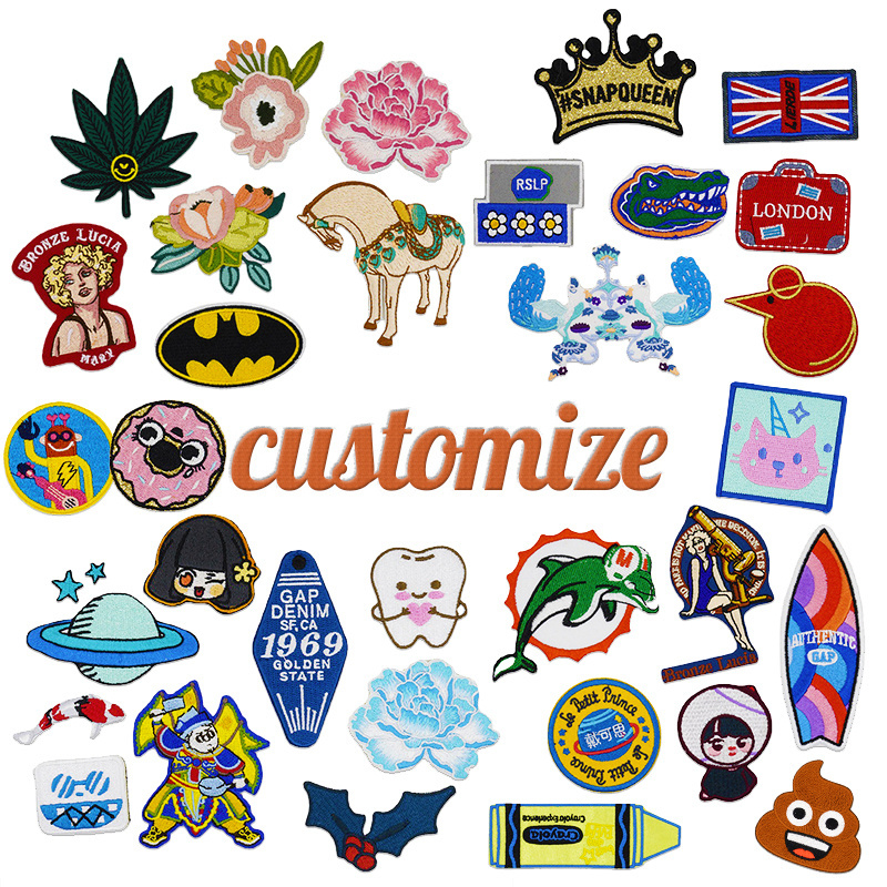 Hot selling adhesive patches Custom Woven Patch iron on with low price for clothing embroidery patch