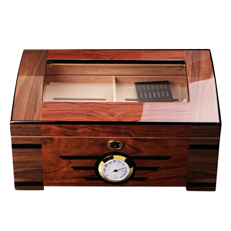 CIGARLOONG Large Capacity Humidor with Hygrometer and Humidifier, Holds Approx.100 Cigars, Double Compartment Cedar Humidor