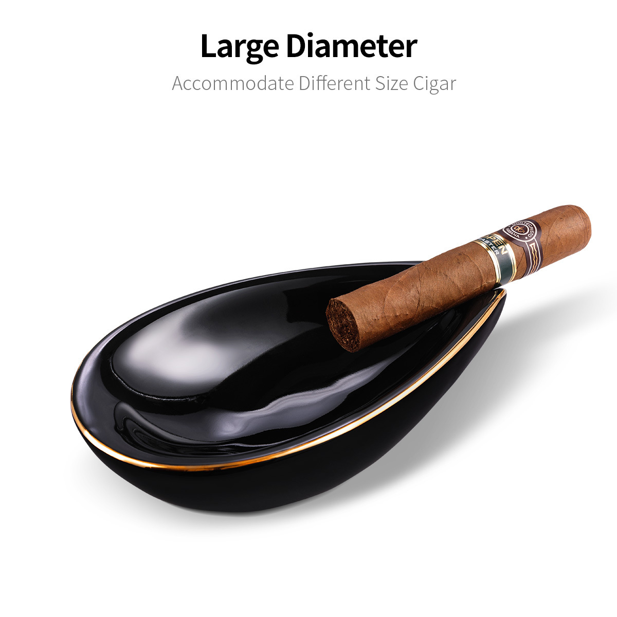 CIGARLOONG Simple design 1 slot black cigar ashtray cheap cigar ashtray  portable cigar ashtray ceramic