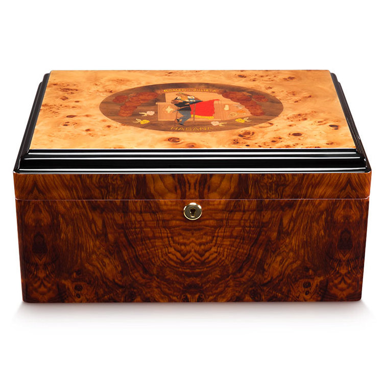 CIGARLOONG Cedar Wood Cigar Humidor with Built-in Hygrometer Holds 50 Piano Baked Paint Cigar Box CA-050S