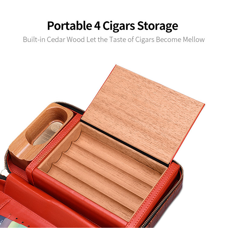 CIGARLOONG Personalized Multifunctional Cowhide Cigar Humidor, Portable Cigar Humidors