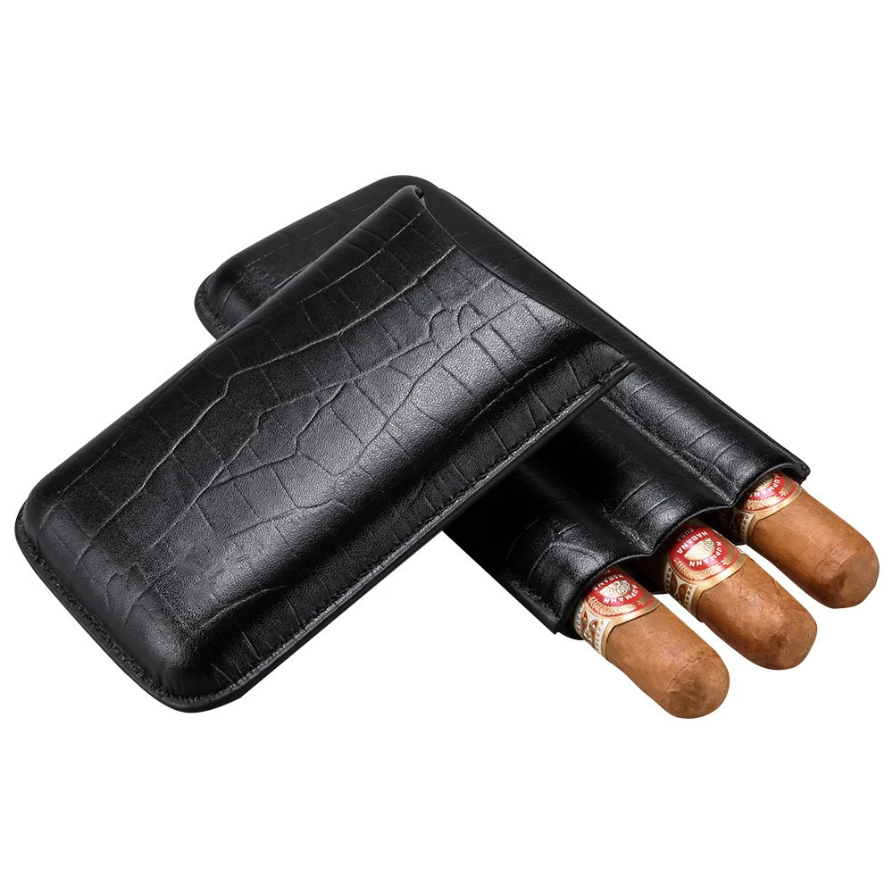 Portable Leather Cigar Case With Cutter 3 Tube Holder Humidor Travel s For Smoking Accessories Tool