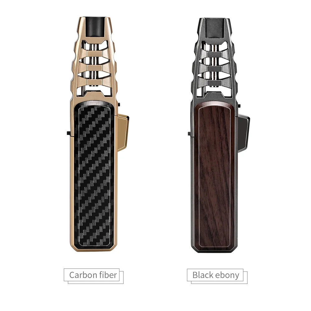 Cigar Big Jet Flames Fire Torch Lighter with Gift Box, Double Barrel Windproof Straight Punch Cigar Lighter