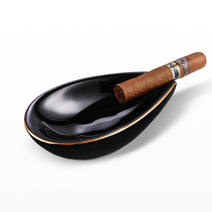 CIGARLOONG Simple design 1 slot black cigar ashtray cheap cigar ashtray  portable cigar ashtray ceramic