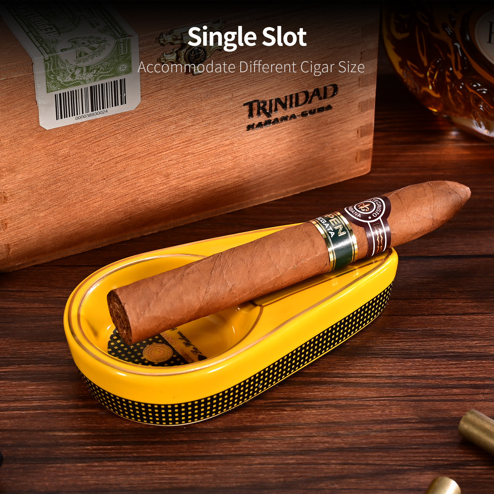 CIGARLOONG for home and decorative furnishings office, large calibre single slot ceramic cigar ashtray