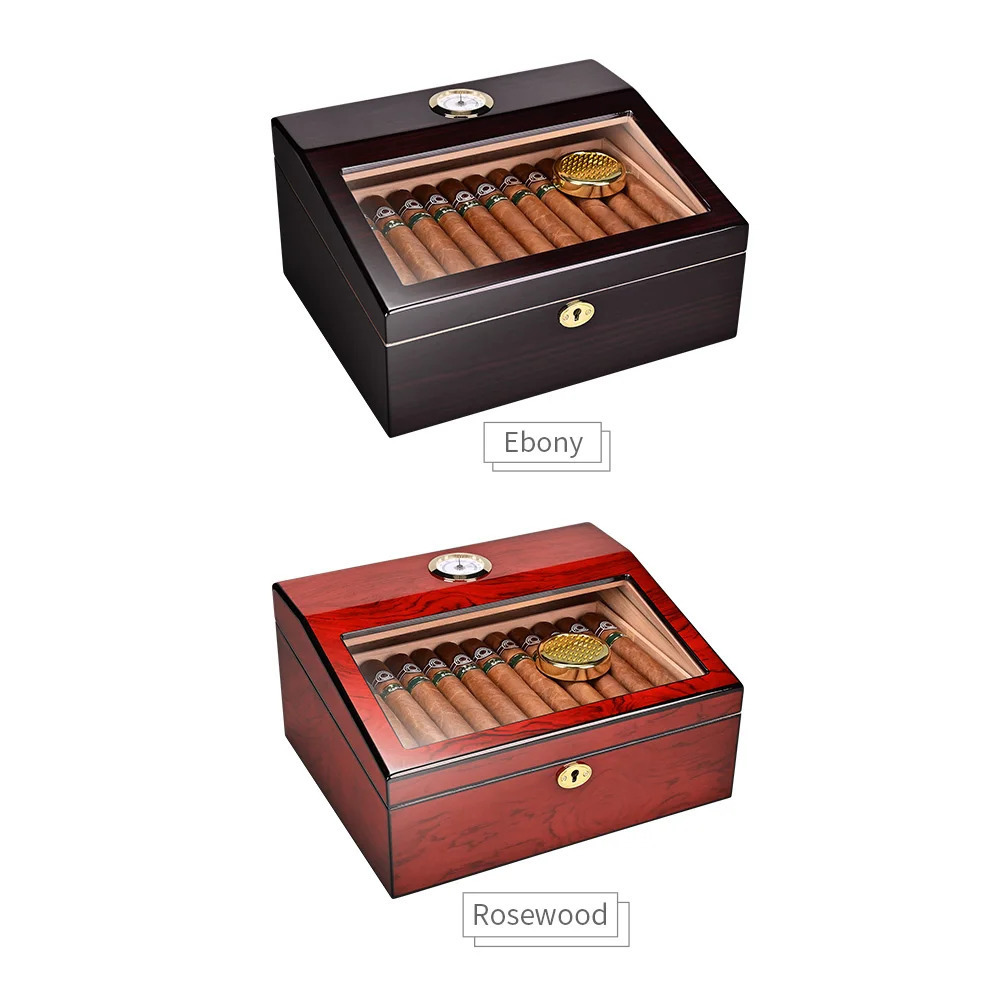 CIGARLOONG Double Storage Cigar Humidor with Safety Lock and Metal Hinge for 40 Cedarwood Cigar Humidors