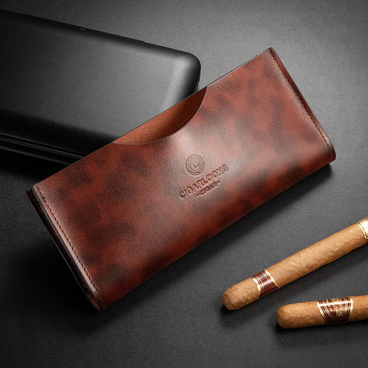 CIGARLOONG 3CM portable humidor case ox leather fabric wear-resistant close-fitting protection