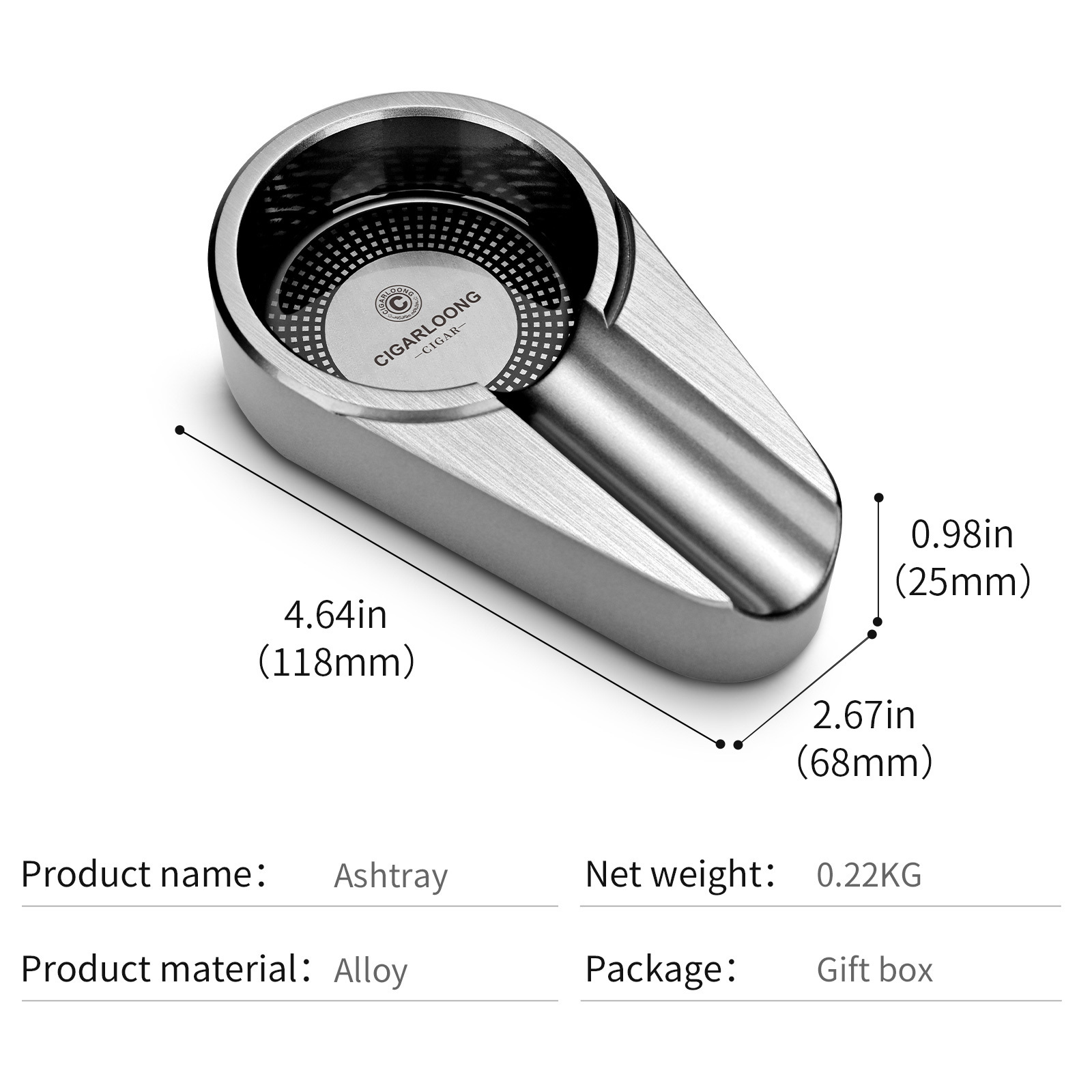 CIGARLOONG exquisite gift box packaging, stainless steel cigar cutter windproof lighter ashtray cigar tools three sets