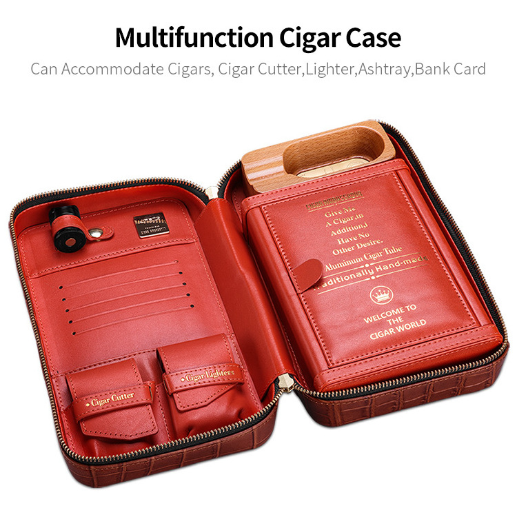 CIGARLOONG Personalized Multifunctional Cowhide Cigar Humidor, Portable Cigar Humidors