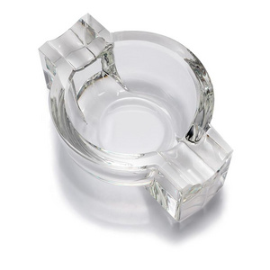 CIGARLOONG Indoor and outdoor and office practical creative personality large hole double slot crystal glass cigar ashtray