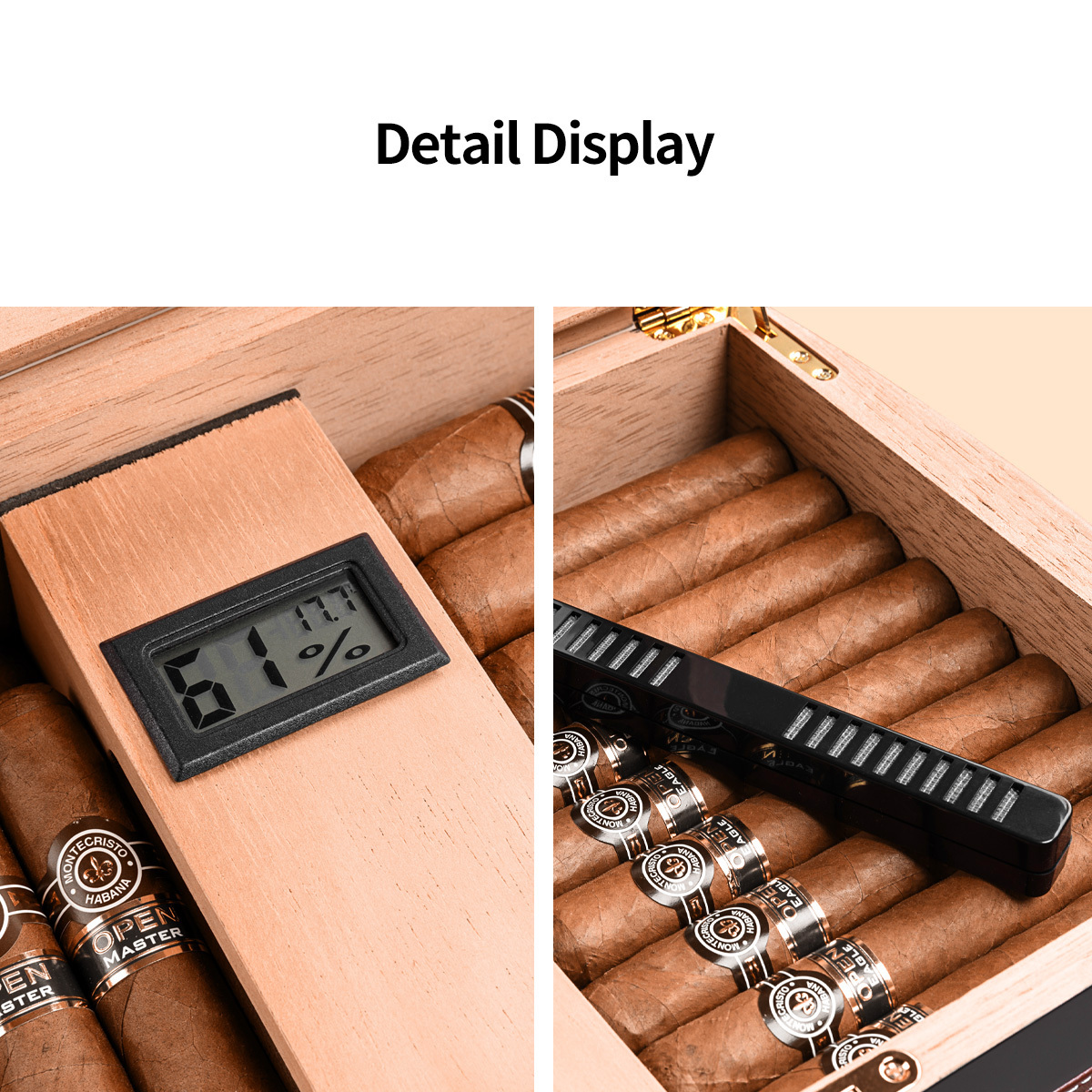 CIGARLOONG Luxury Wooden Glass Top Cedar Wood Lined Cigar Storage Case With Hygrometer humidor cigar box cabinet