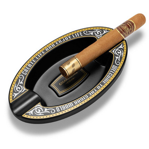 CIGARLOONG Suitable for Indoor and Outdoor and Office Use Large Bore Slot for 2 Cigars Portable Design Cigar Ashtray