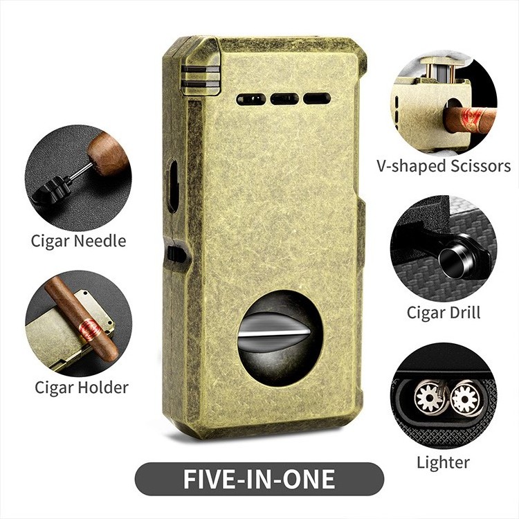 Multifunctional small customized cigar lighter all-in-one cigar lighter torch and cutter