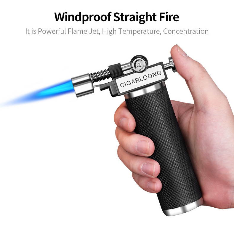 Portable Powerful torch lighters jet flame refillable cigar butane Smoking cigar table lighter lighters for cigars