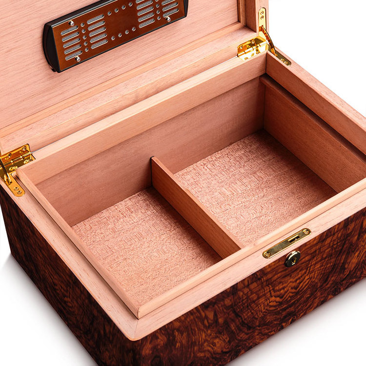 CIGARLOONG Cedar Wood Cigar Humidor with Built-in Hygrometer Holds 50 Piano Baked Paint Cigar Box CA-050S