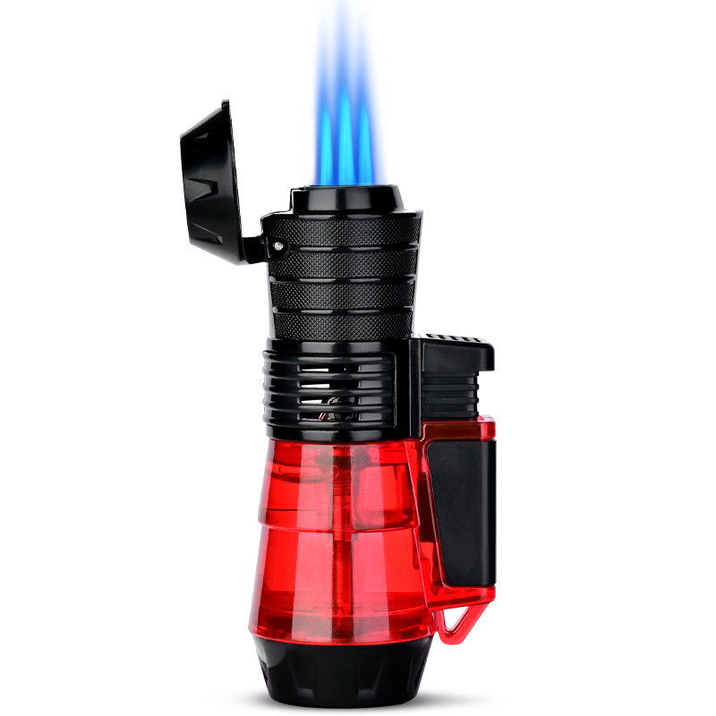 Mini Plastic Butane Torch Lighter Adjustable Triple Jet Flame Cigar Lighter for Smoke Shop BBQ Cigar Lighters