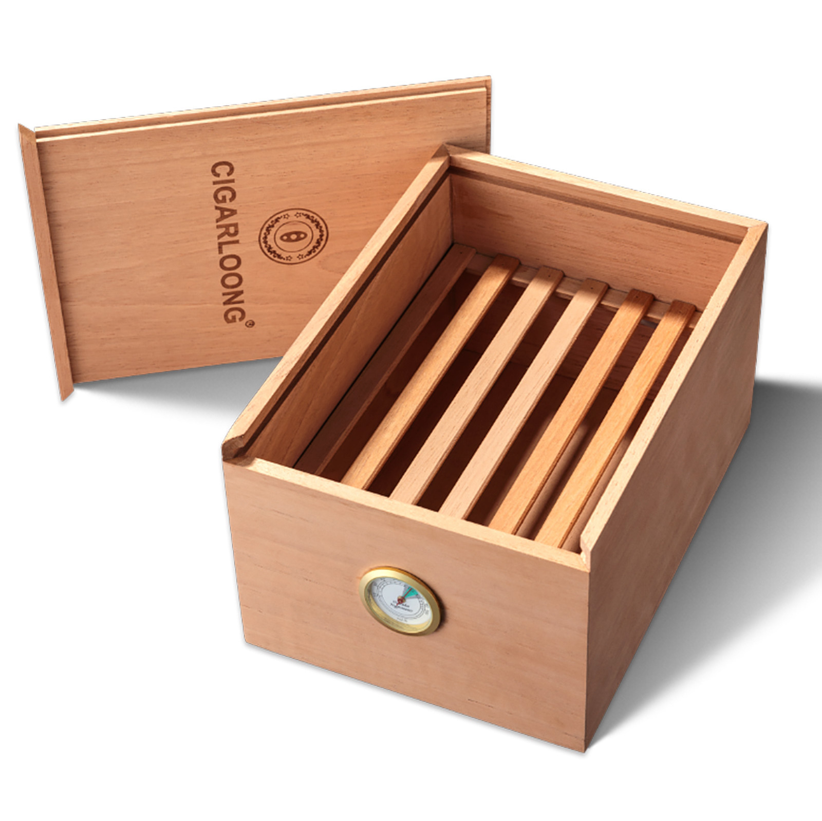 L CIGARLOONG Original Wood Colour Cigar Humidor, Eco-friendly Portable Cedar Wood Humidor