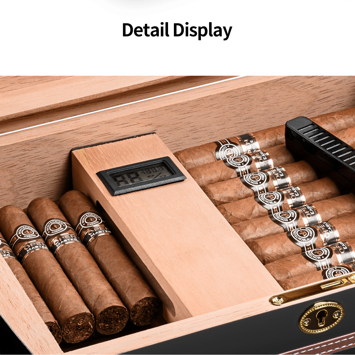 CIGARLOONG Luxury Wooden Glass Top Cedar Wood Lined Cigar Storage Case With Hygrometer humidor cigar box cabinet