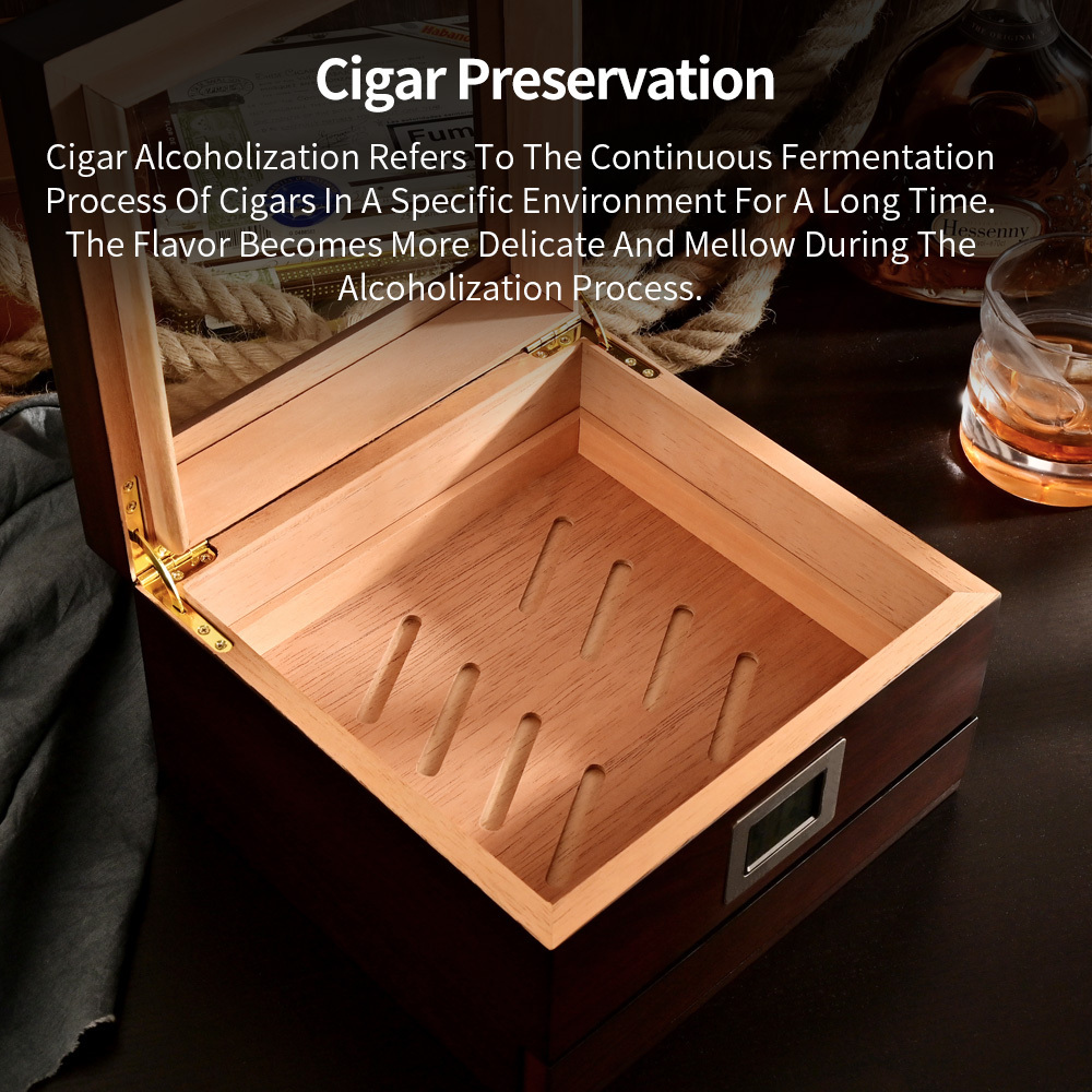 CIGARLOONG Cigar cutter lighter ashtray three sets cigar box, luxury Spanish cedar wood large capacity double cigar humidor