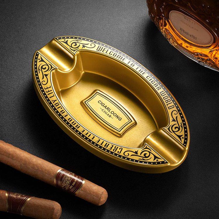 CIGARLOONG Suitable for Indoor and Outdoor and Office Use Large Bore Slot for 2 Cigars Portable Design Cigar Ashtray