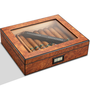 L CIGARLOONG Cedar Wood Humidor, Built-in Hygrometer Box Humidifier, Large Capacity  Cigar Humidor