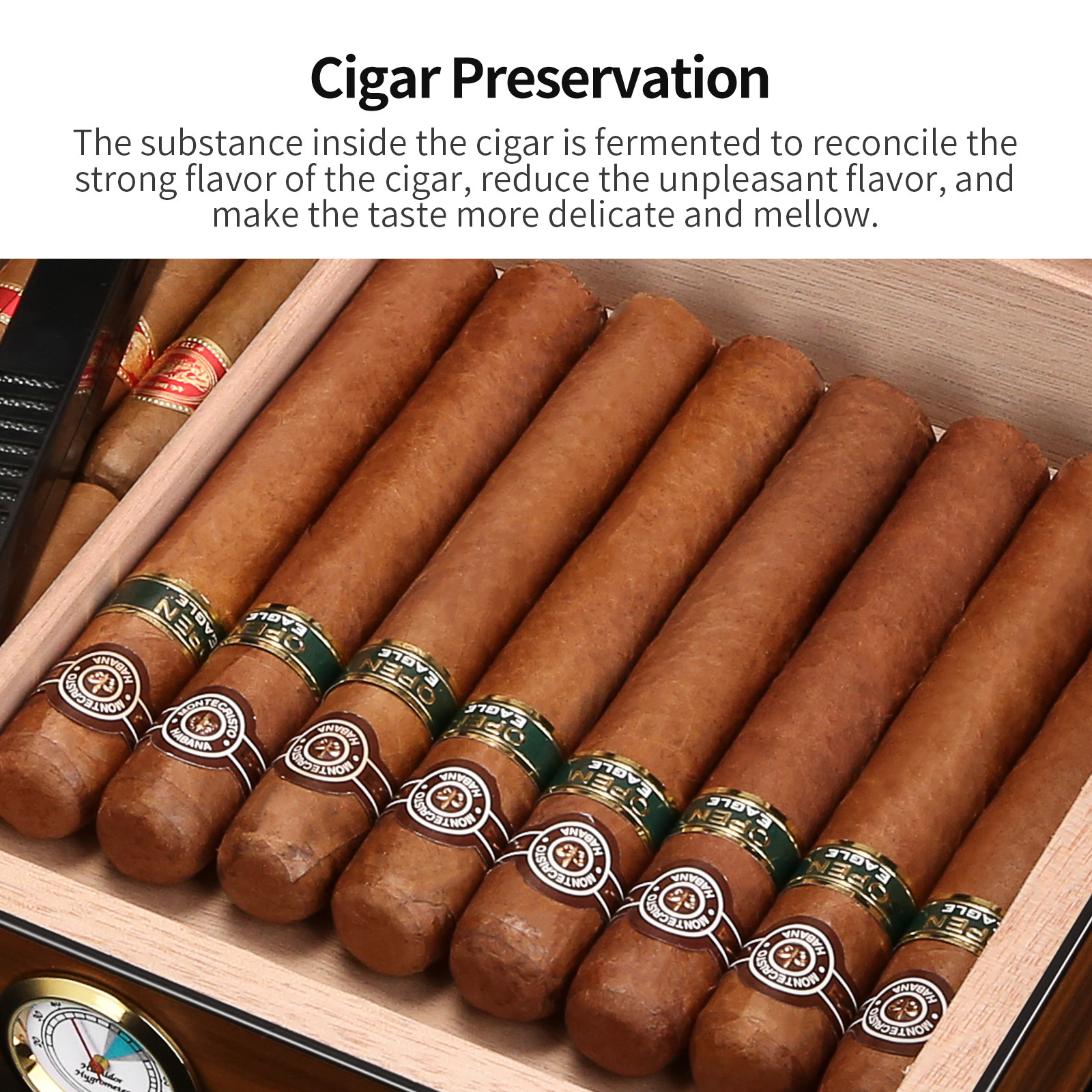 Classic Portable Travel Cigar Humidor with Humidifier and Hygrometer Compartment Cigar Box  display Case