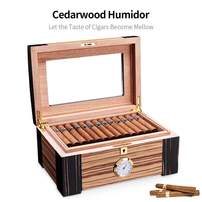 CIGARLOONG Portable humidor cigar cabinet Customized Logo Wooden Cigarros Handmade Cedar Wood Box Travel Humidor