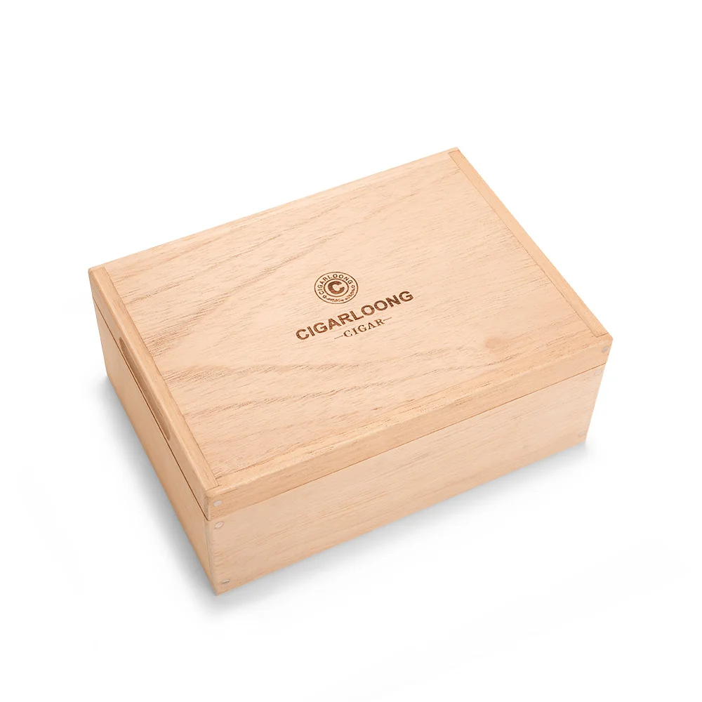 CIGARLOONG Unlacquered cigar box with compartments, Spanish cedar wood large capacity cigar humidor