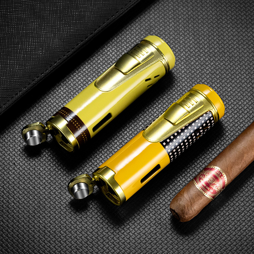 CIGARLOONG Metal Cigar Cigarette Tobacco Lighter Torch Jet Flame Refillable With Punch Smoking Tool Accessories Portable