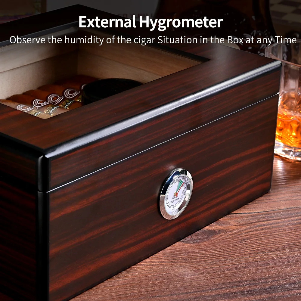 CIGARLOONG For 50 Humidors with Hygrometer and Humidifier, Cedar Wood Large Capacity Cigar Humidor