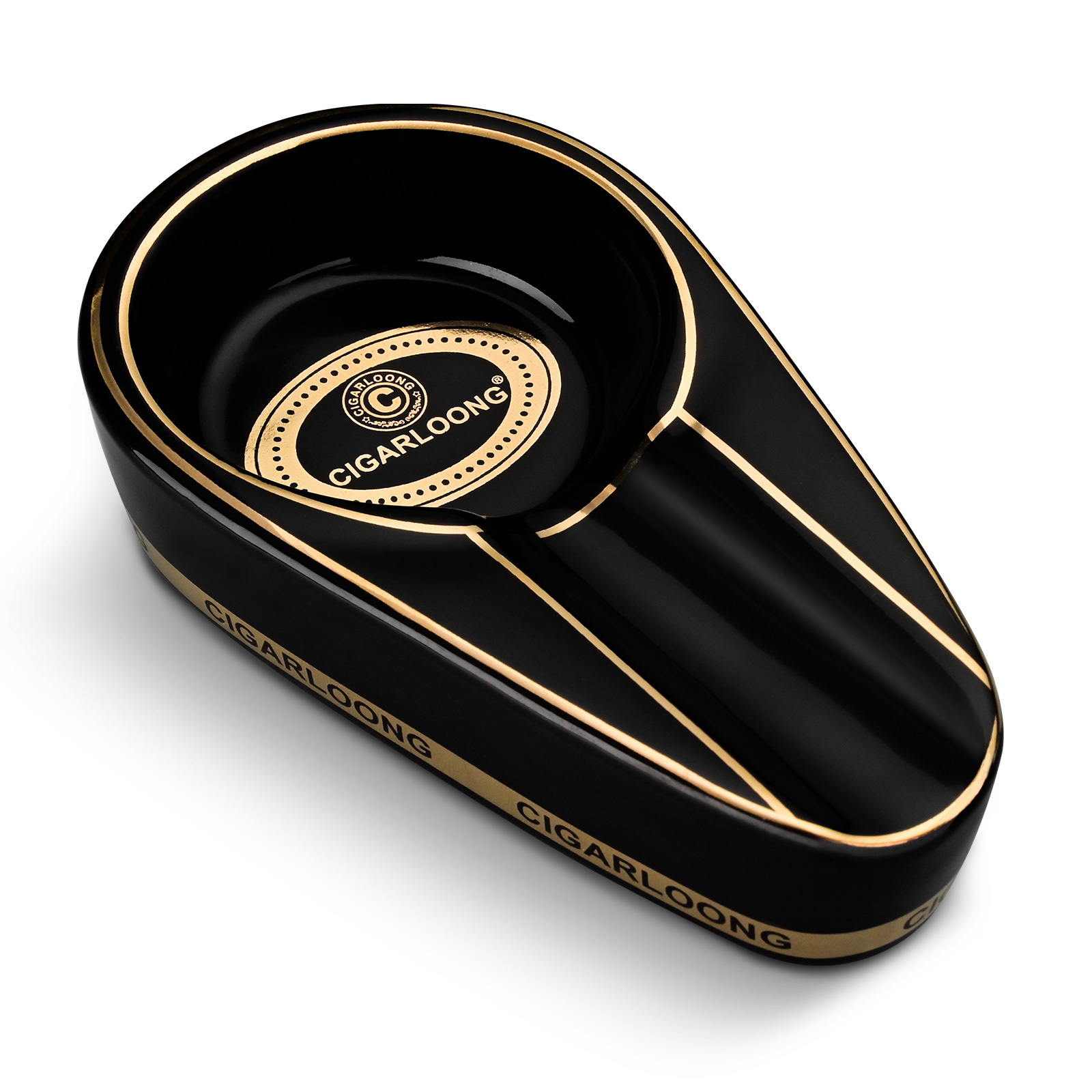 CIGARLOONG for home and decorative furnishings office, large calibre single slot ceramic cigar ashtray