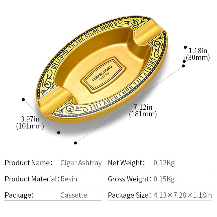 CIGARLOONG Suitable for Indoor and Outdoor and Office Use Large Bore Slot for 2 Cigars Portable Design Cigar Ashtray