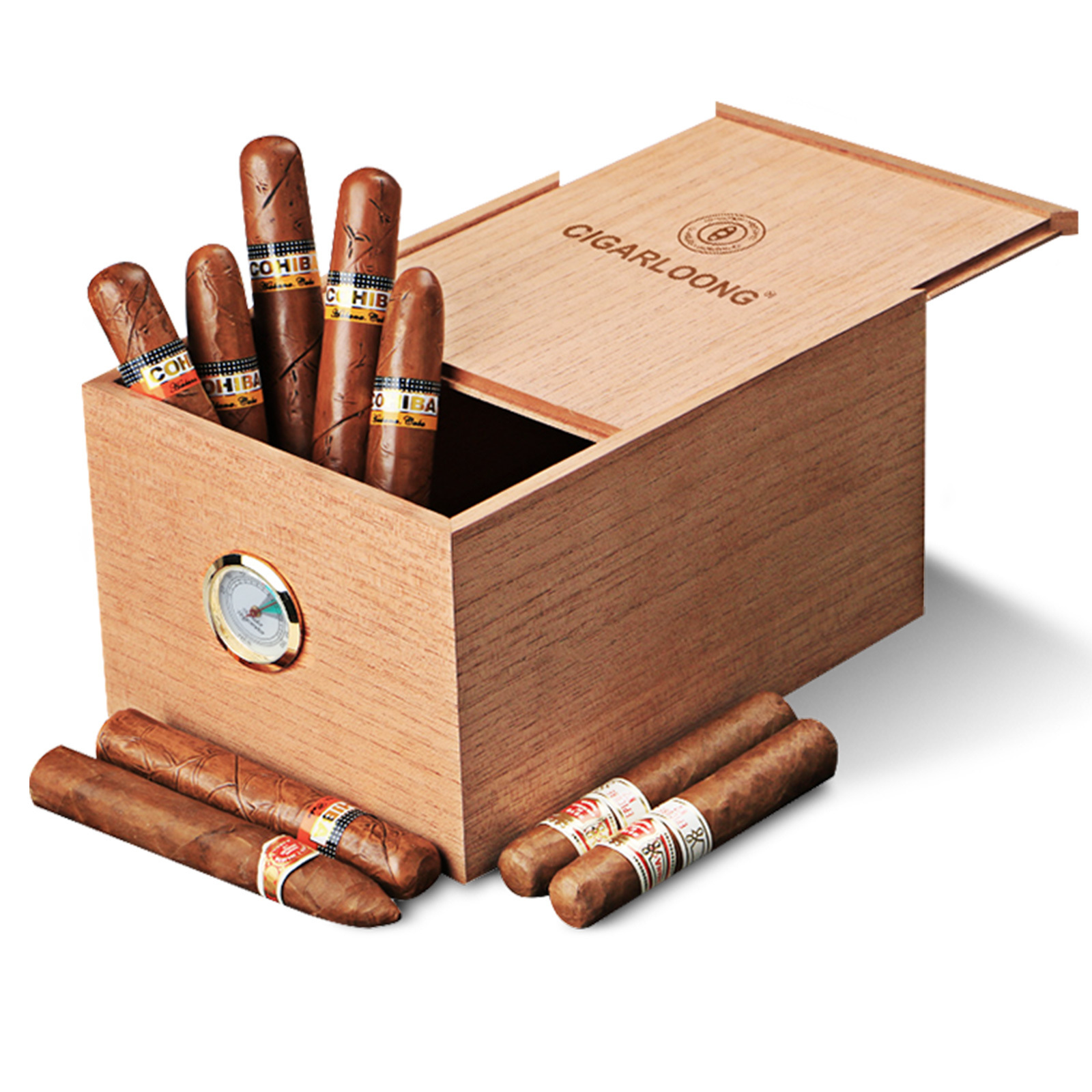 L CIGARLOONG Original Wood Colour Cigar Humidor, Eco-friendly Portable Cedar Wood Humidor