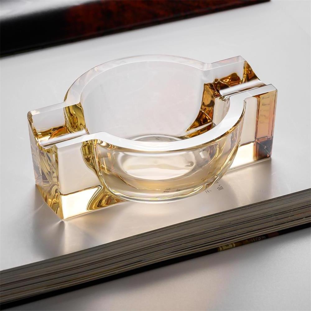 CIGARLOONG Indoor and outdoor and office practical creative personality large hole double slot crystal glass cigar ashtray