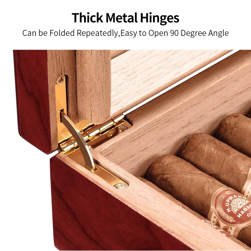 CIGARLOONG Portable Glass Top Wooden Cigar Humidor Case Travel with Humidifier and Hygrometer Compartment cigar holder