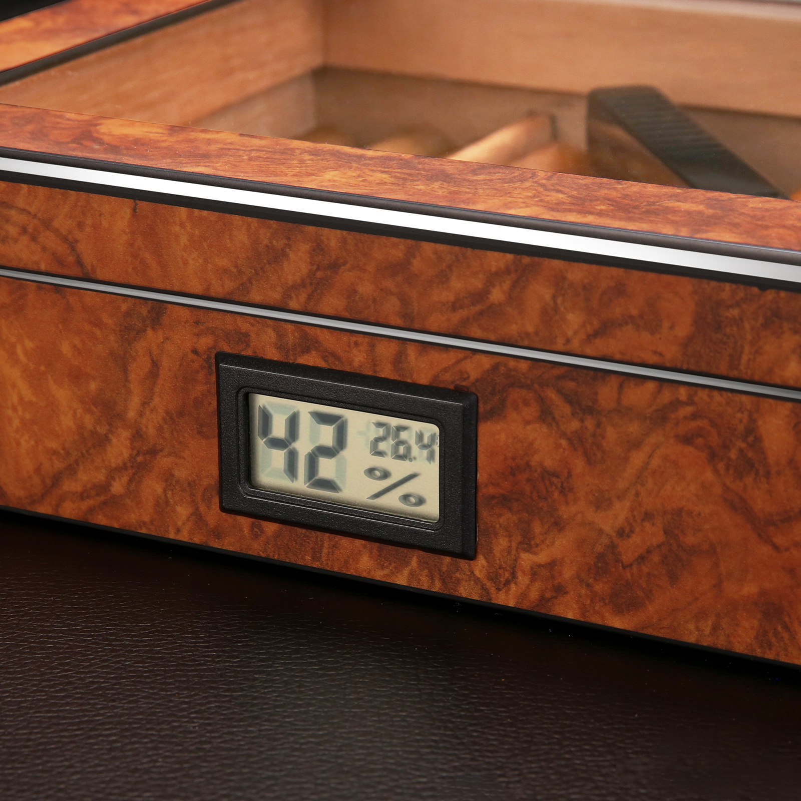 L CIGARLOONG Cedar Wood Humidor, Built-in Hygrometer Box Humidifier, Large Capacity  Cigar Humidor