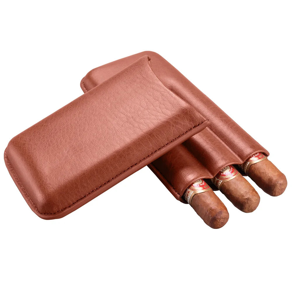 Portable Leather Cigar Case With Cutter 3 Tube Holder Humidor Travel s For Smoking Accessories Tool