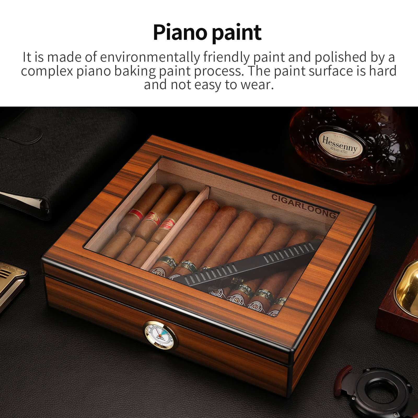 Classic Portable Travel Cigar Humidor with Humidifier and Hygrometer Compartment Cigar Box  display Case