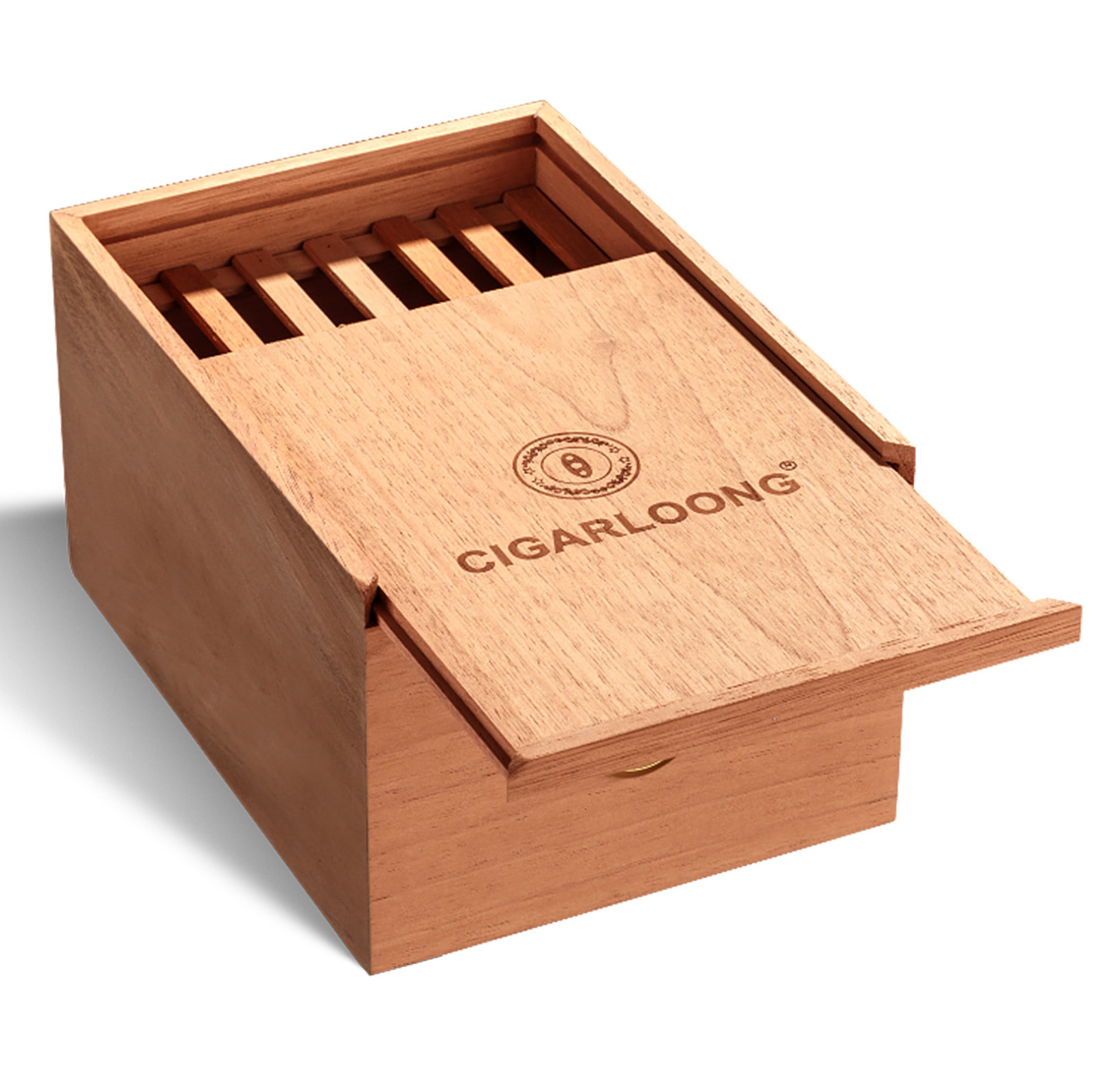 L CIGARLOONG Original Wood Colour Cigar Humidor, Eco-friendly Portable Cedar Wood Humidor