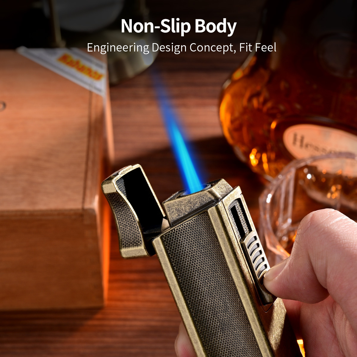 Luxury Single Fire torch lighters jet flame refillable cigar butane cigar lighter windproof metal cigar torch lighter