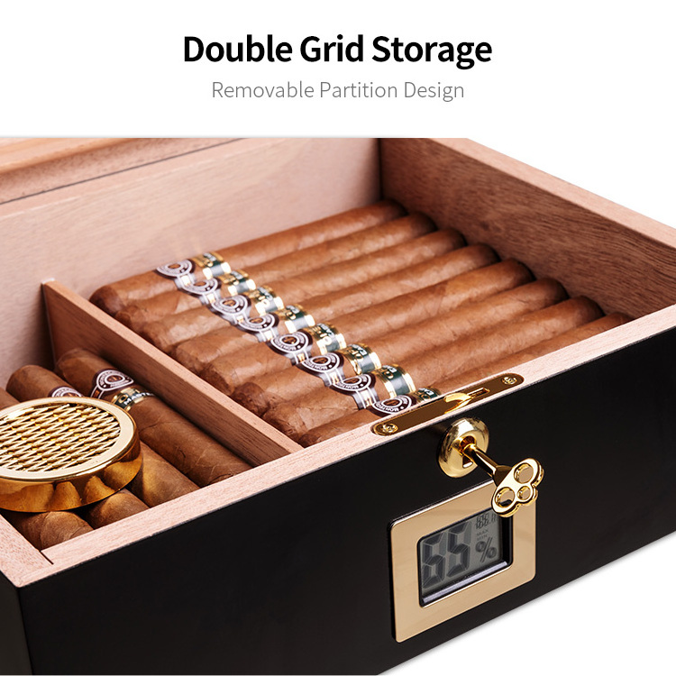 CIGARLOONG Clear Skylight Cigar Humidor, Large Capacity Cedar Wood Humidor