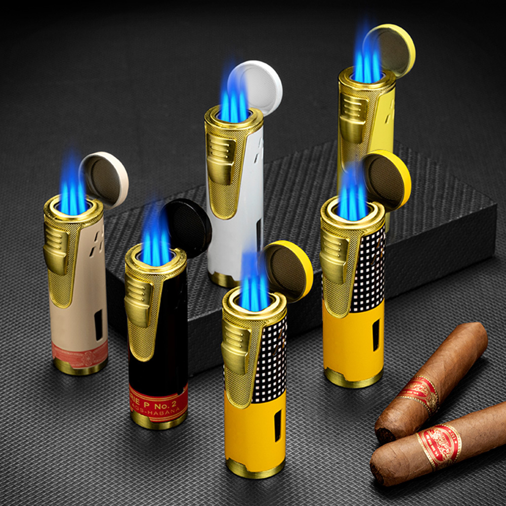 CIGARLOONG Metal Cigar Cigarette Tobacco Lighter Torch Jet Flame Refillable With Punch Smoking Tool Accessories Portable