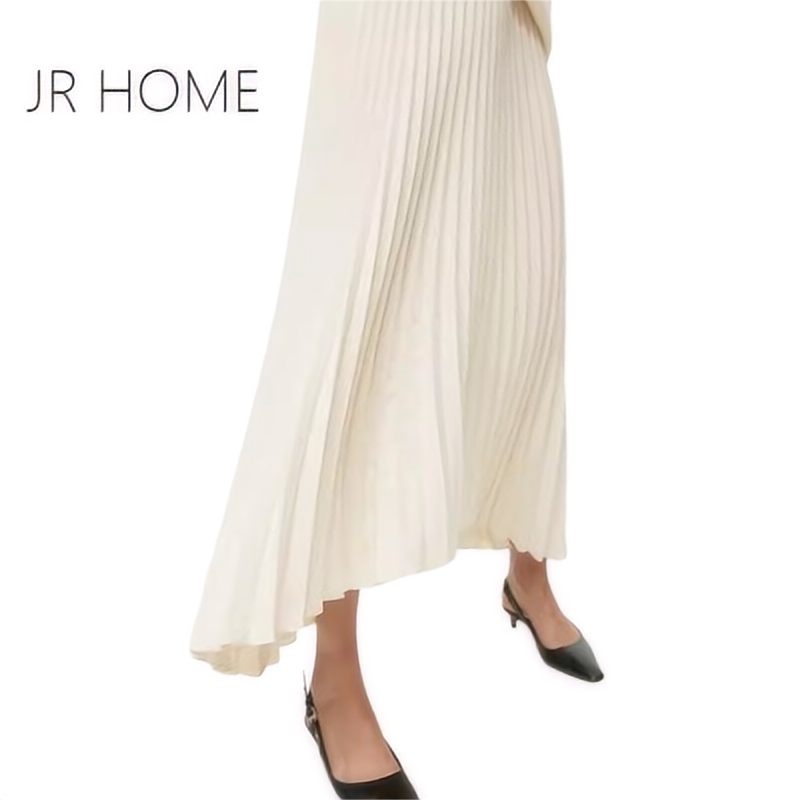 2024 Summer New Asymmetric Hem Pleated Skirt A-Line Skirt Customized Solid Color Elegant Skirt