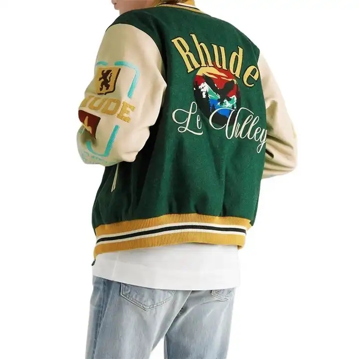 Custom Unisex Chenille Embroidery Leather Sleeve High Quality Baseball Letterman Varsity Jacket For Women