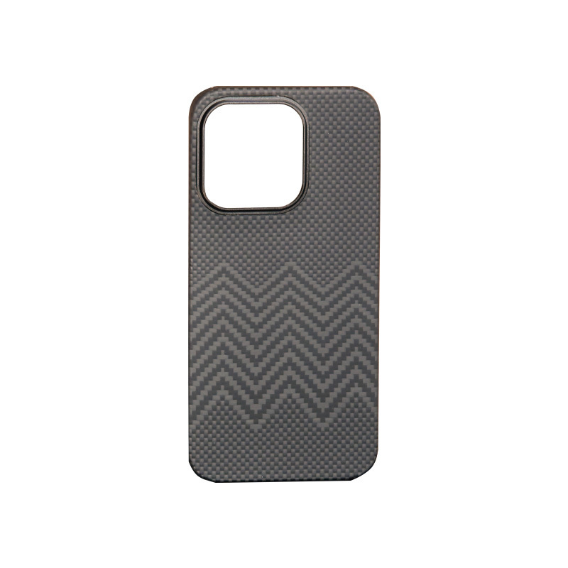 M Black Classic Magnetic Wireless Charging Mobile Cover Aramid Carbon Fiber Phone Cover Compatible with iPhone 15 Pro Max