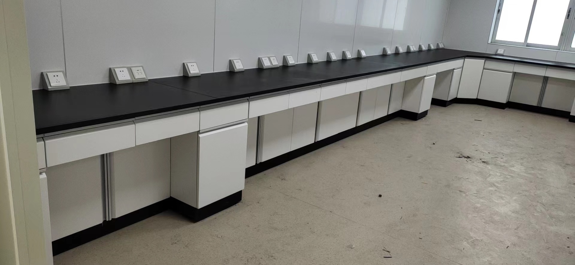 Steel lab furniture wall bench island table Chemistry, Biology and Physics Laboratories Steel and Wood lab workbench