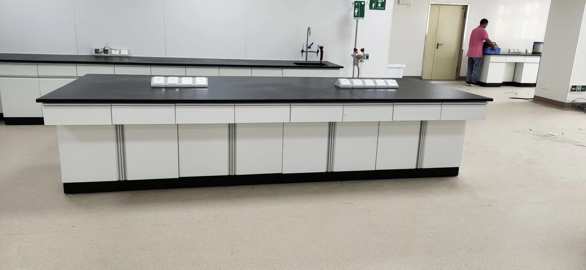 Steel lab furniture wall bench island table Chemistry, Biology and Physics Laboratories Steel and Wood lab workbench